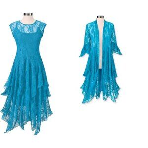 The Pyramid Collection Love Story Lace Dress & Jacket Color Jade Size L